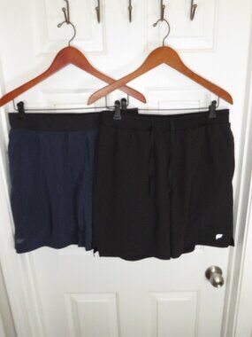 *Lot of 2* Fabletics Shorts Men's Size LG Lined Stretch Blue & Black - 7" Inseam